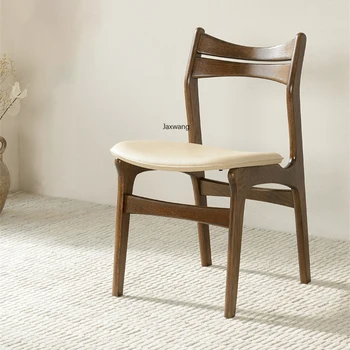 Дизайнерский обеденный стул для кухни, мебель для дома, обеденный стул из массива дерева, стул цвета грецкого ореха, современные минималистичные мягкие стулья