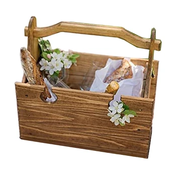 Многофункциональная деревянная корзина для пикника 2 в 1, стол, складная корзина для хранения с подставкой для бокалов для вина, креативная мебель для пикника