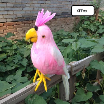 настоящая модель желтого попугая из пены и меха, розовая модель птицы-попугая, подарок около 45 см d0223