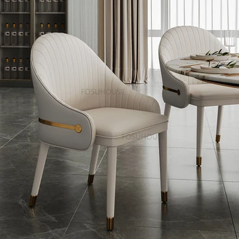 Обеденный стул Nordic из искусственной кожи для домашней мебели, спинка ресторанного обеденного стула, Высококлассный Креативный Кухонный обеденный стул